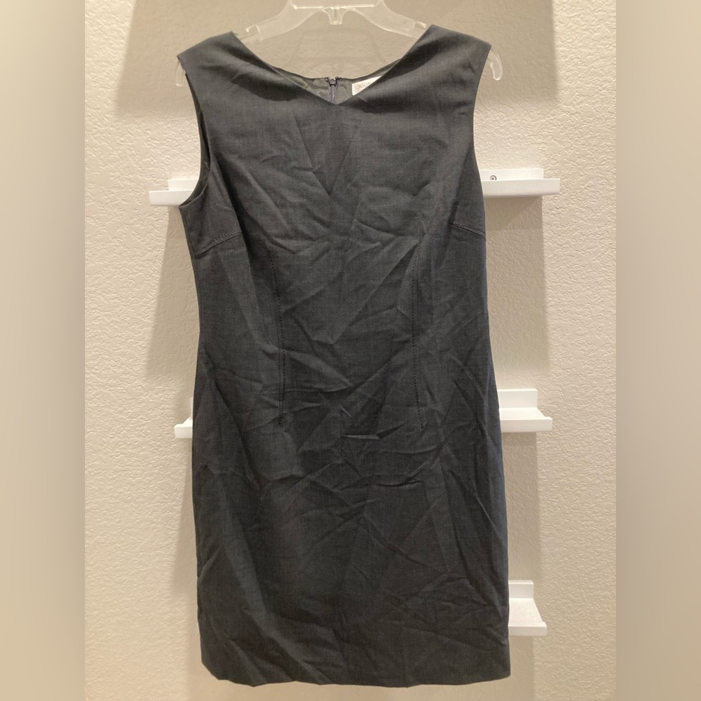 Casual Corner V-Neck Suit Dress - Charcoal Gray